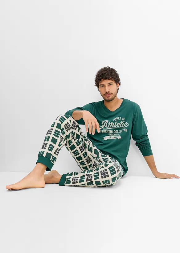Pyjamas i 100% &oslash;kologisk bomull med lange ermer, bonprix