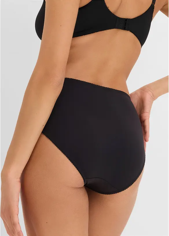 High waist truse i mikrofiber med blonder (3-pack), bonprix