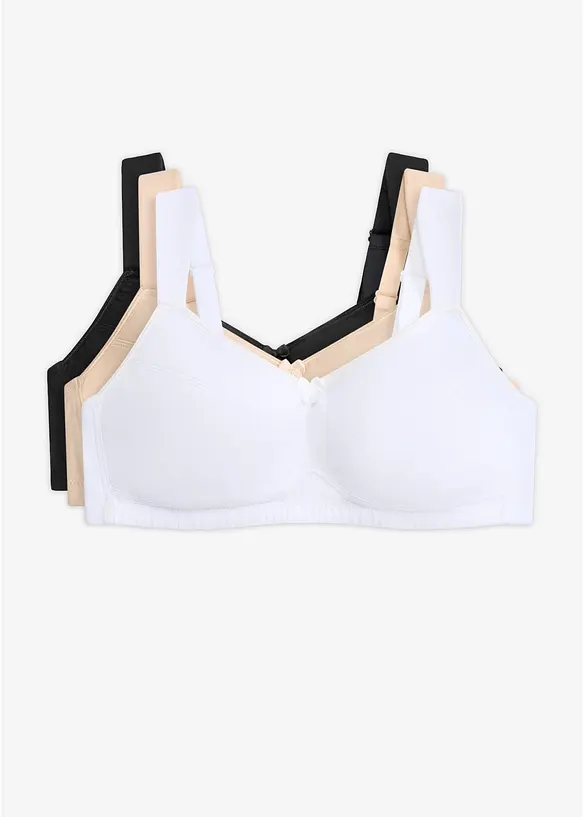 BH uten spiler med bomull (3-pack), bonprix