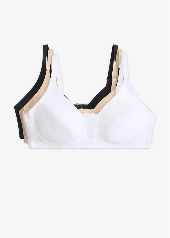 BH uten spiler med &oslash;kologisk bomull (3-pack), bonprix