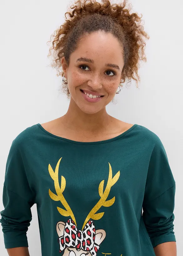 Off shoulder-topp med julemotiv, bonprix