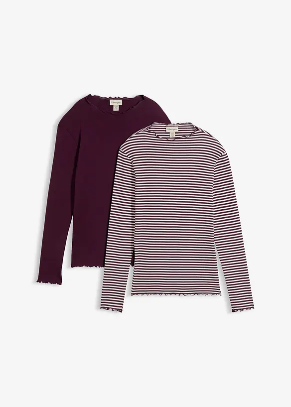 Ribbet topp i 100% bomull (2-pack), bonprix