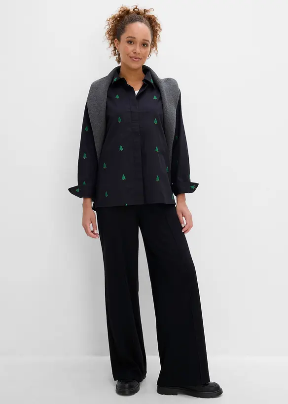 Skjorte i 100% &oslash;kologisk bomull med broderi, bonprix