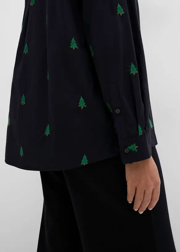 Skjorte i 100% &oslash;kologisk bomull med broderi, bonprix