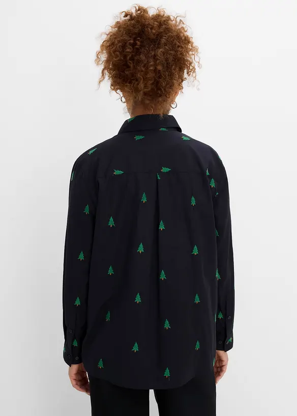 Skjorte i 100% &oslash;kologisk bomull med broderi, bonprix