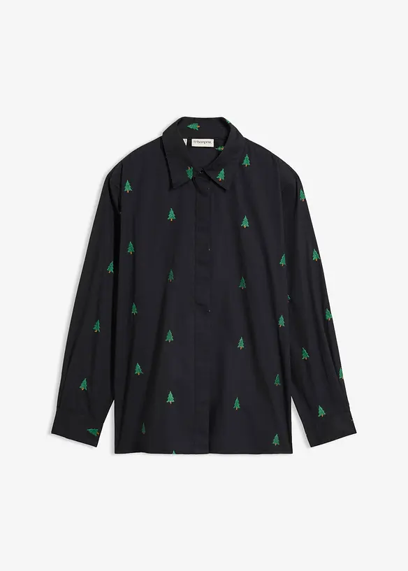 Skjorte i 100% &oslash;kologisk bomull med broderi, bonprix