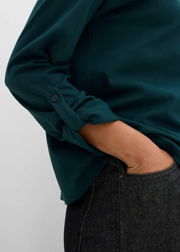 Langermet topp i 100% &oslash;kologisk bomull, bonprix