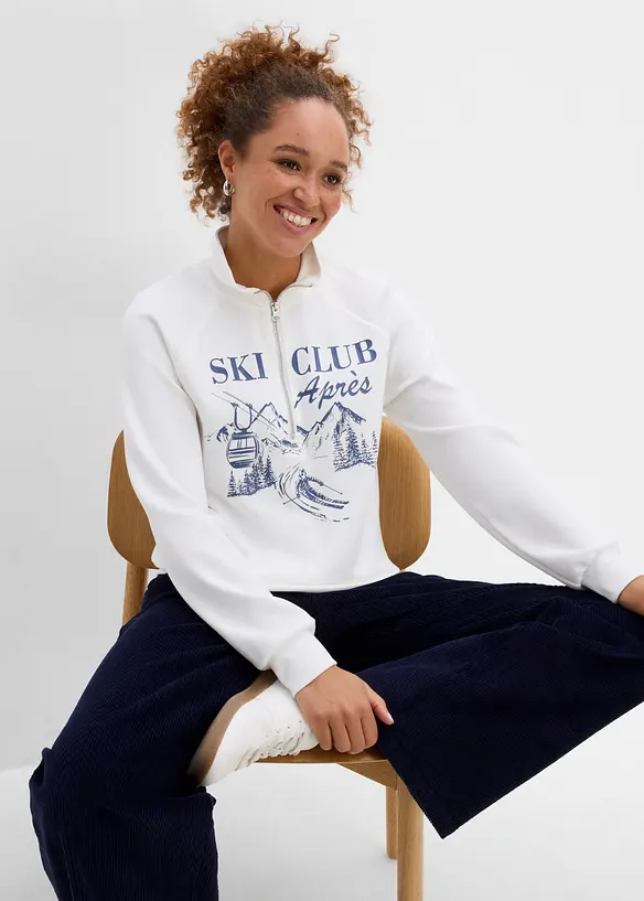 Half-zip-sweatshirt i scuba, bonprix