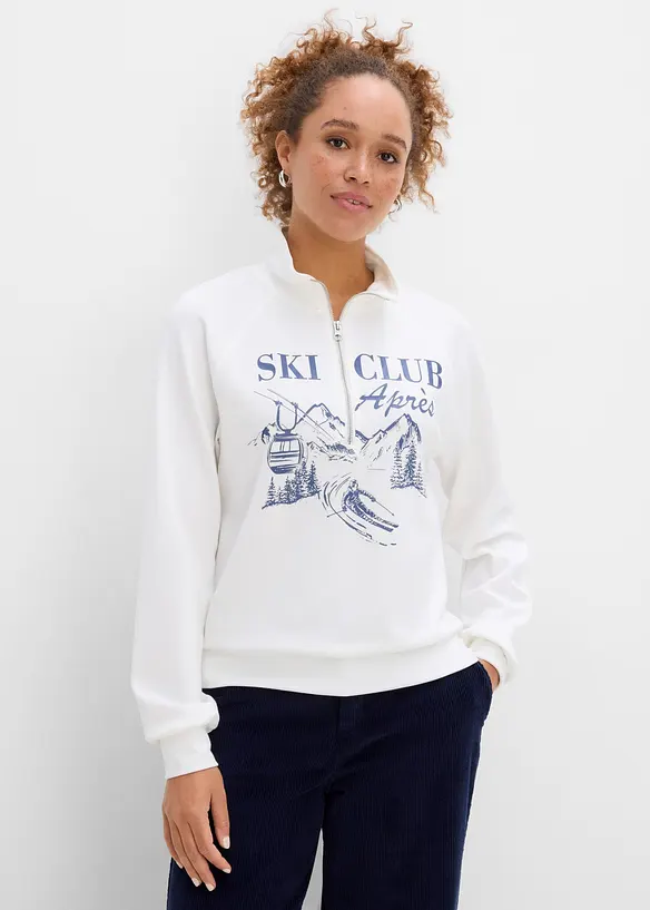 Half-zip-sweatshirt i scuba, bonprix
