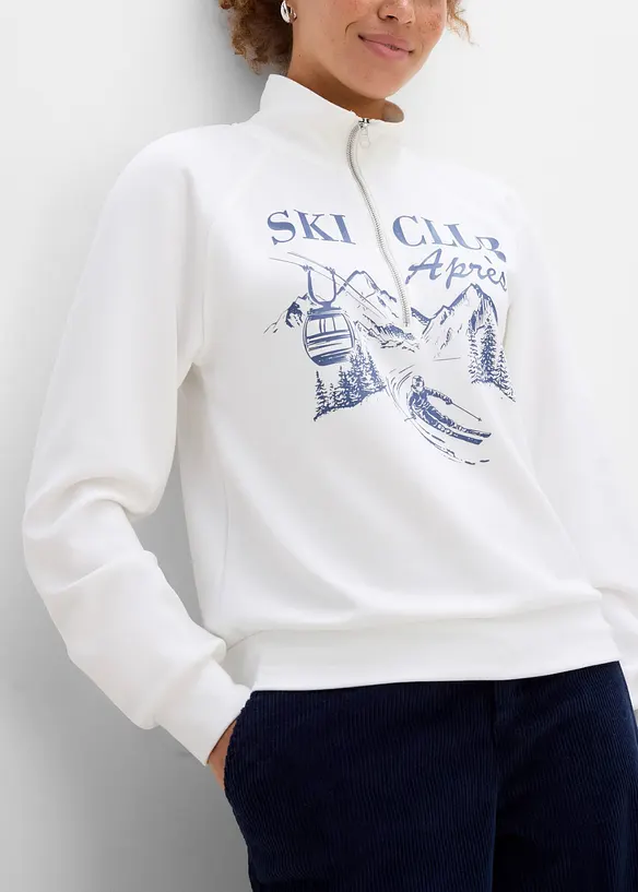 Half-zip-sweatshirt i scuba, bonprix