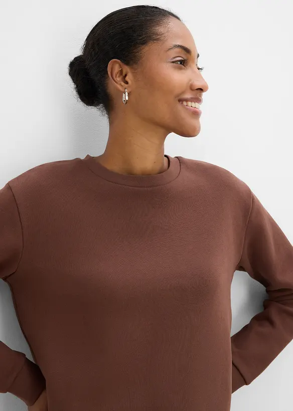 Sweatshirt med leopardm&oslash;nstret besetning, bonprix