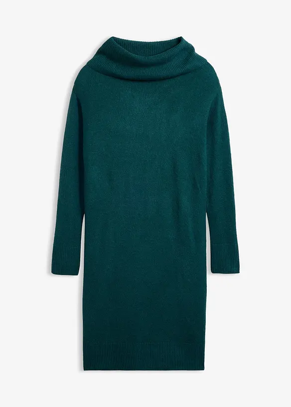 Oversized strikkekjole med rullekrage, bonprix