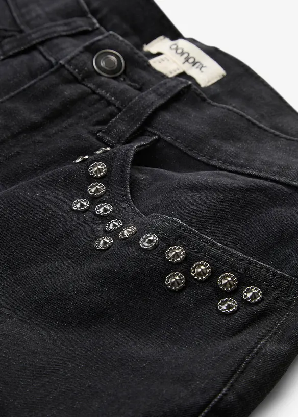 Wide leg jeans, high waist med nagler, bonprix