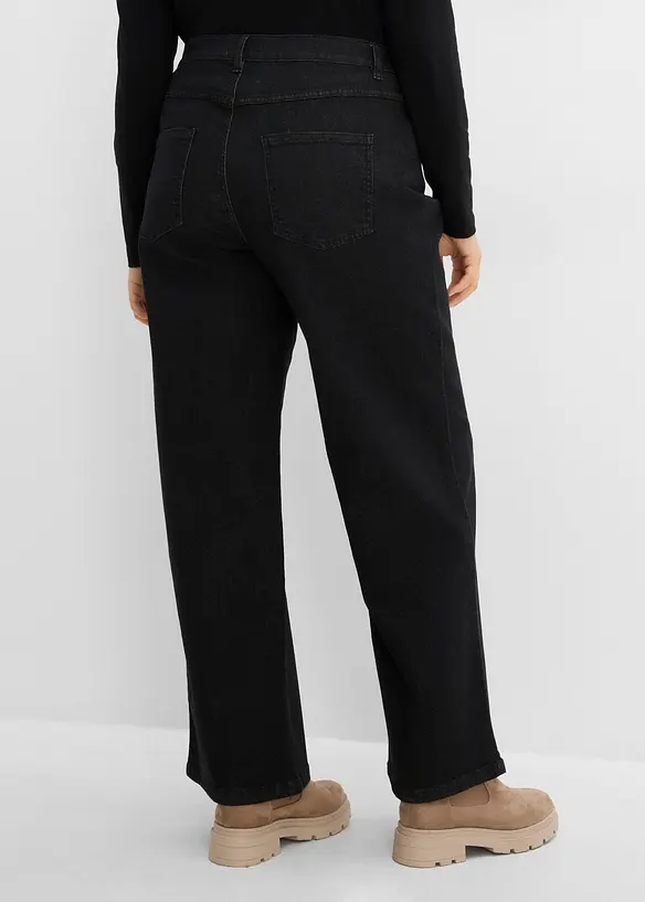 Wide leg jeans, high waist med nagler, bonprix