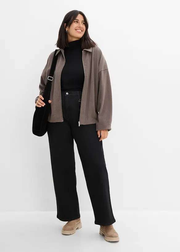 Wide leg jeans, high waist med nagler, bonprix