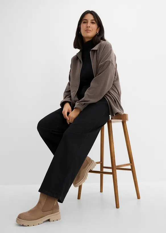 Wide leg jeans, high waist med nagler, bonprix