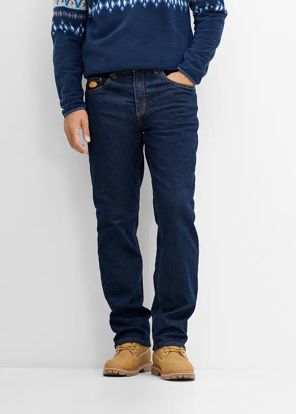 Classic fit jeans med varmende fleecef&ocirc;r, bonprix