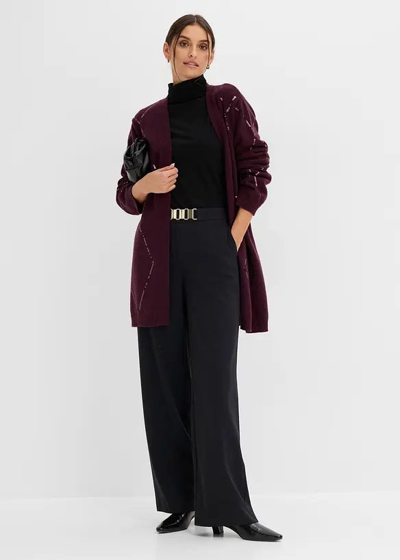 Lang cardigan med paljetter, bonprix