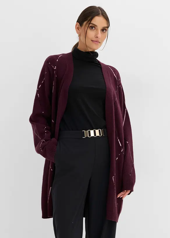 Lang cardigan med paljetter, bonprix