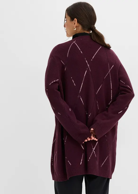 Lang cardigan med paljetter, bonprix