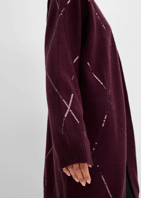 Lang cardigan med paljetter, bonprix