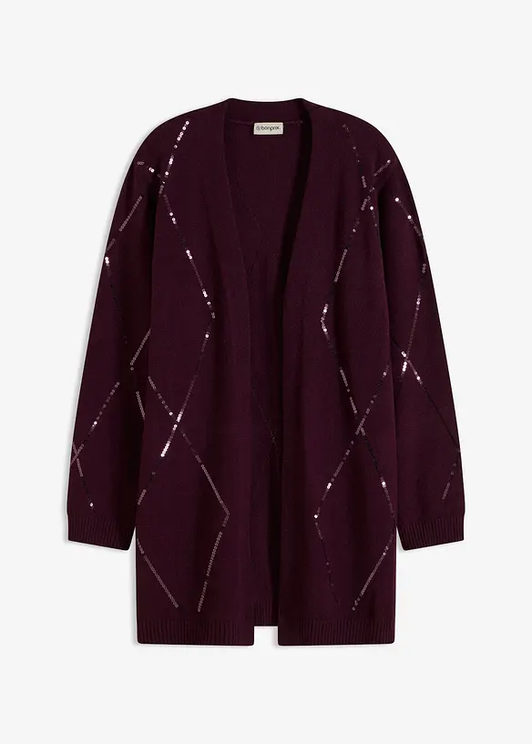 Lang cardigan med paljetter, bonprix