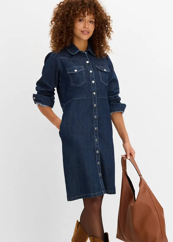 Kort kjole i denim, bonprix