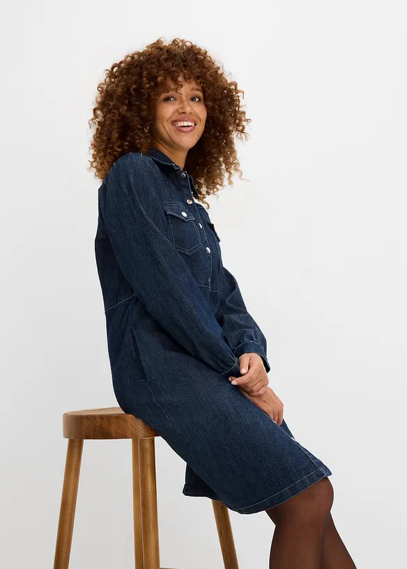 Kort kjole i denim, bonprix