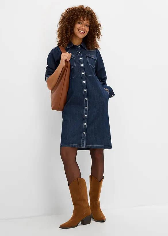 Kort kjole i denim, bonprix