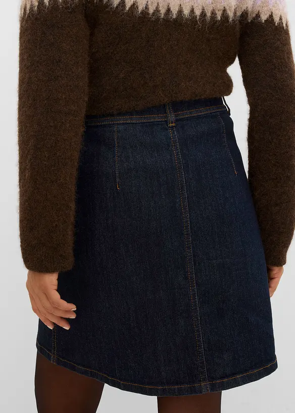 Denimskj&oslash;rt med knappestolpe, bonprix