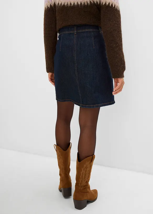 Denimskj&oslash;rt med knappestolpe, bonprix