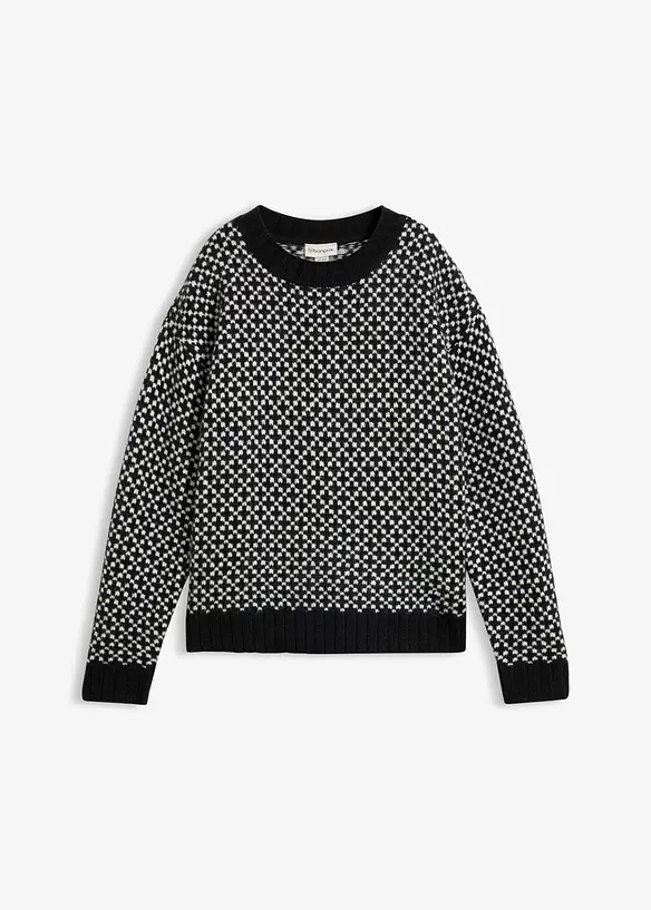 Grovstrikket genser med jacquardm&oslash;nster, bonprix