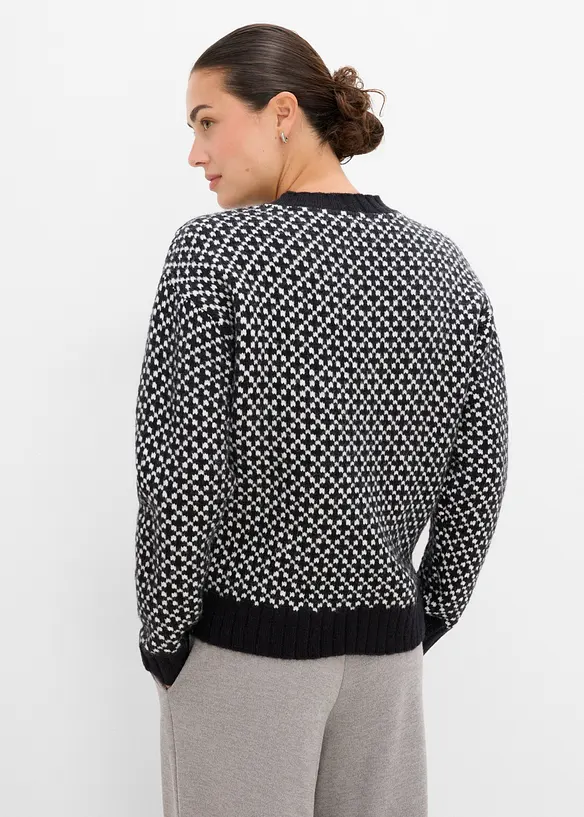 Grovstrikket genser med jacquardm&oslash;nster, bonprix