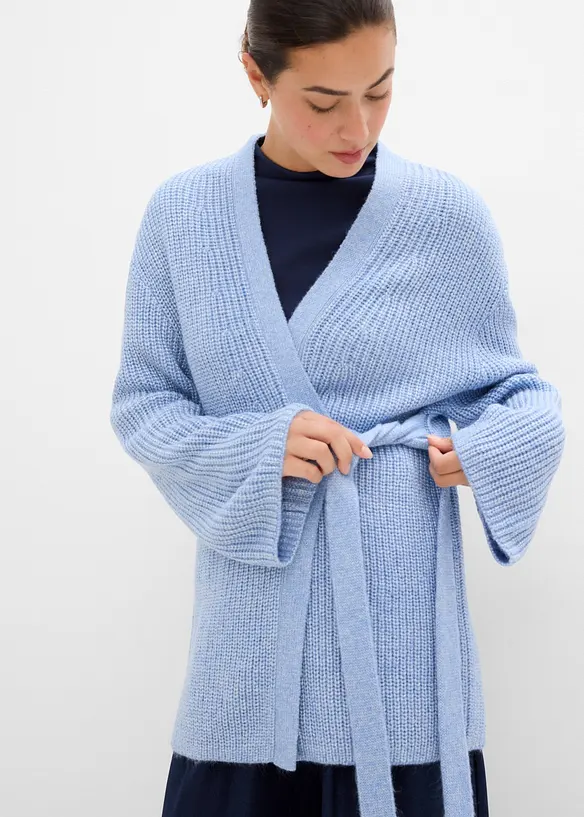 Oversized strikkejakke i omslagsstil, bonprix