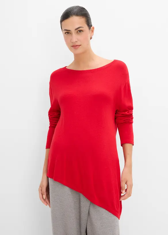 Finstrikket genser i fin viskosemiks, bonprix