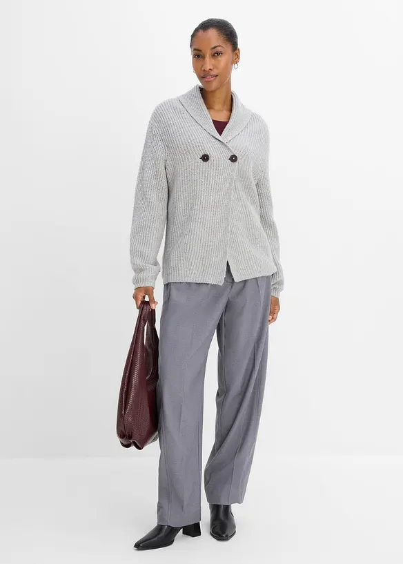 Grovstrikket cardigan med sjalskrage, bonprix