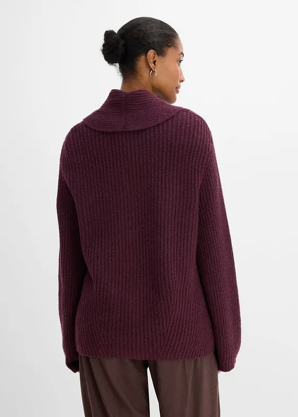 Grovstrikket cardigan med sjalskrage, bonprix
