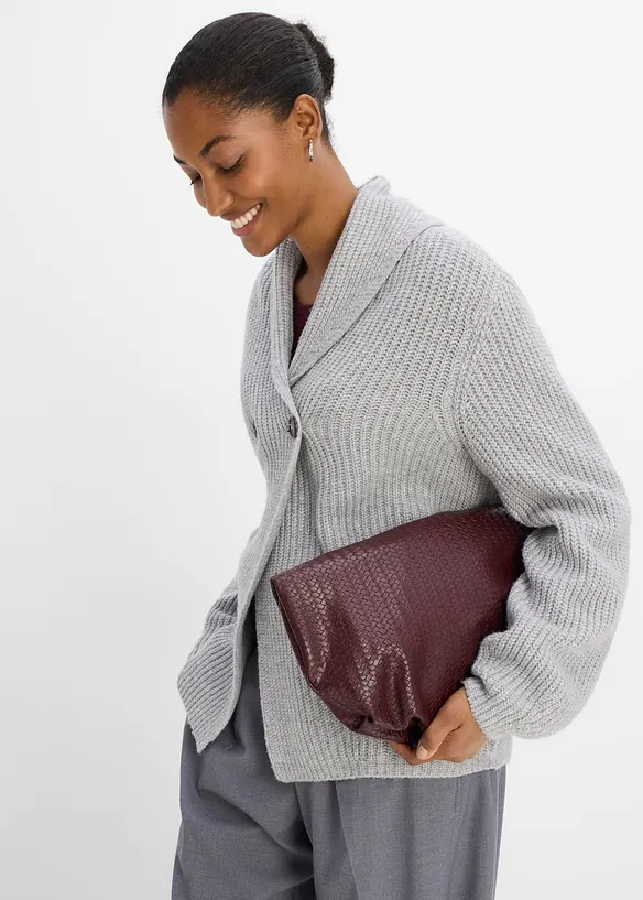 Grovstrikket cardigan med sjalskrage, bonprix