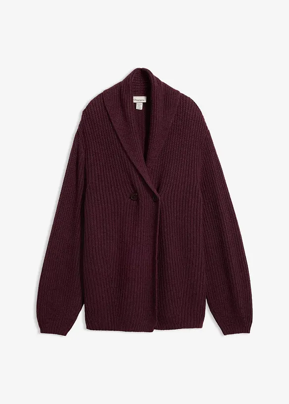 Grovstrikket cardigan med sjalskrage, bonprix