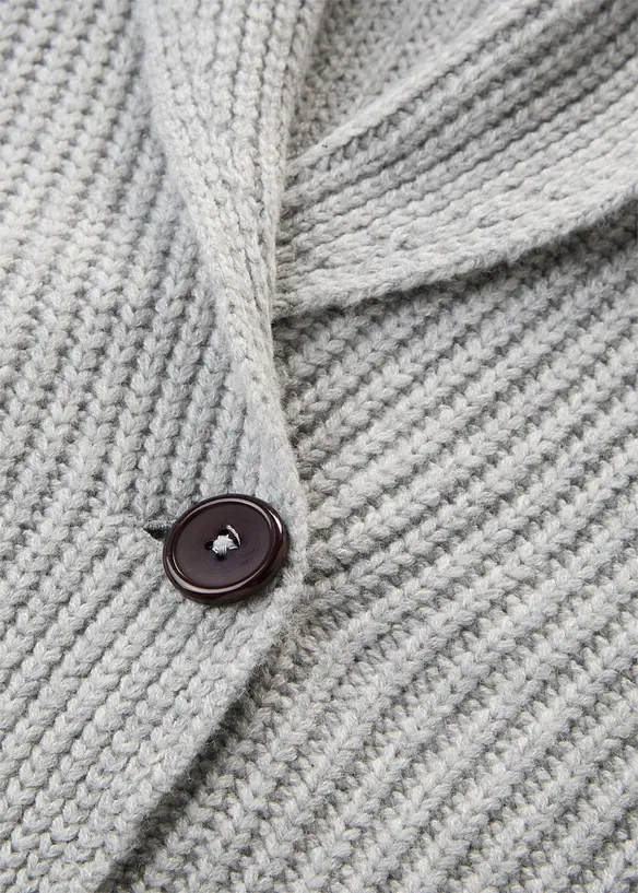 Grovstrikket cardigan med sjalskrage, bonprix