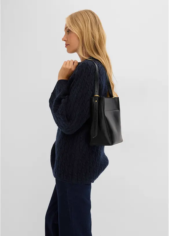 Oversized genser med flettem&oslash;nster, bonprix