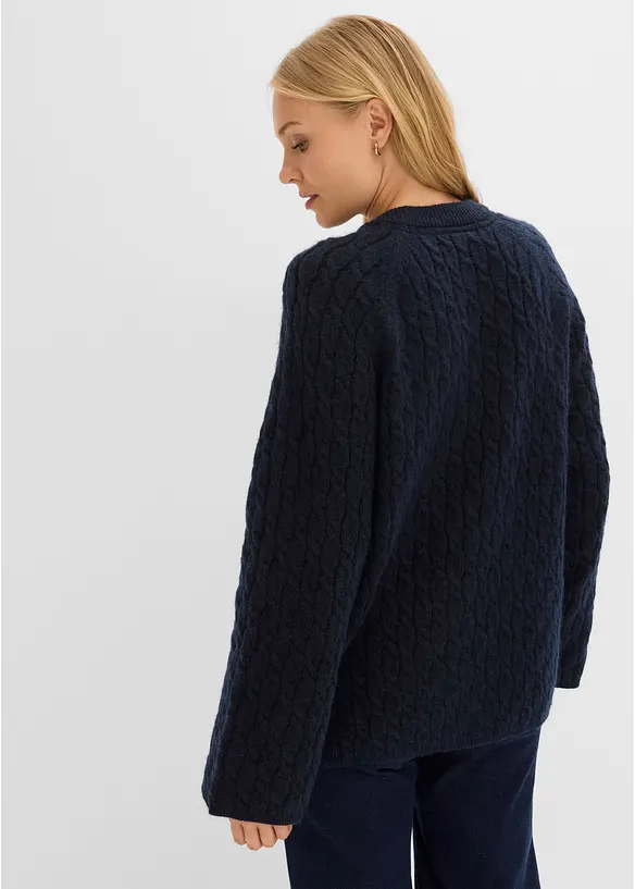 Oversized genser med flettem&oslash;nster, bonprix