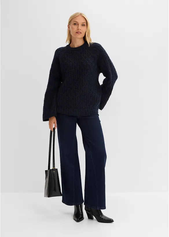 Oversized genser med flettem&oslash;nster, bonprix