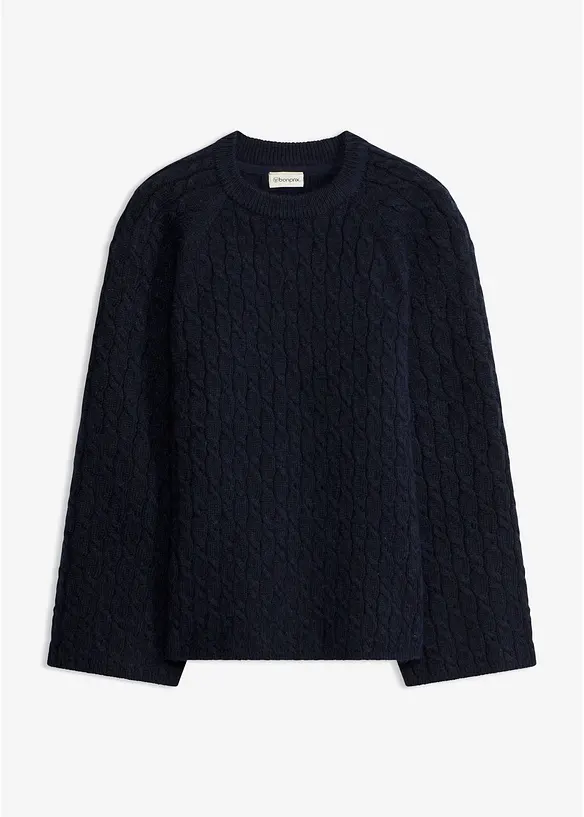 Oversized genser med flettem&oslash;nster, bonprix