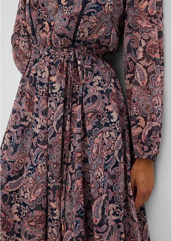 Paisleym&oslash;nstret chiffonkjole, bonprix