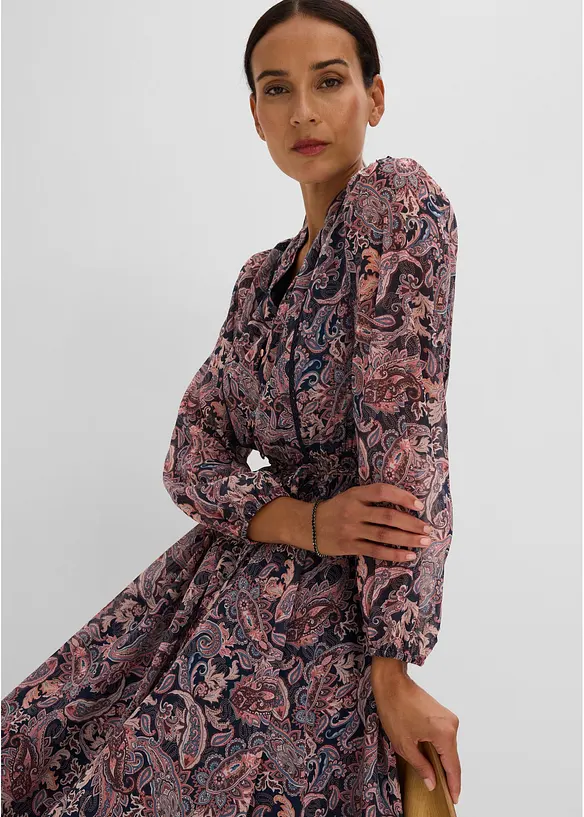 Paisleym&oslash;nstret chiffonkjole, bonprix