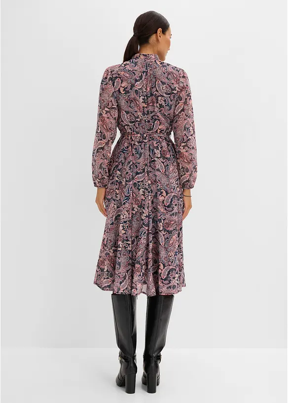 Paisleym&oslash;nstret chiffonkjole, bonprix