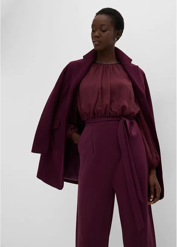 Jumpsuit i chiffon med knyteb&aring;nd, bonprix