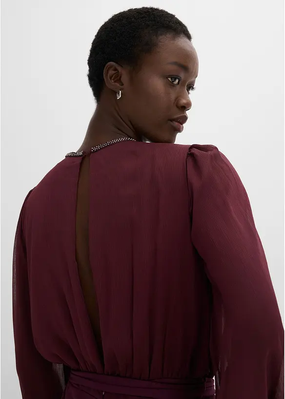Jumpsuit i chiffon med knyteb&aring;nd, bonprix