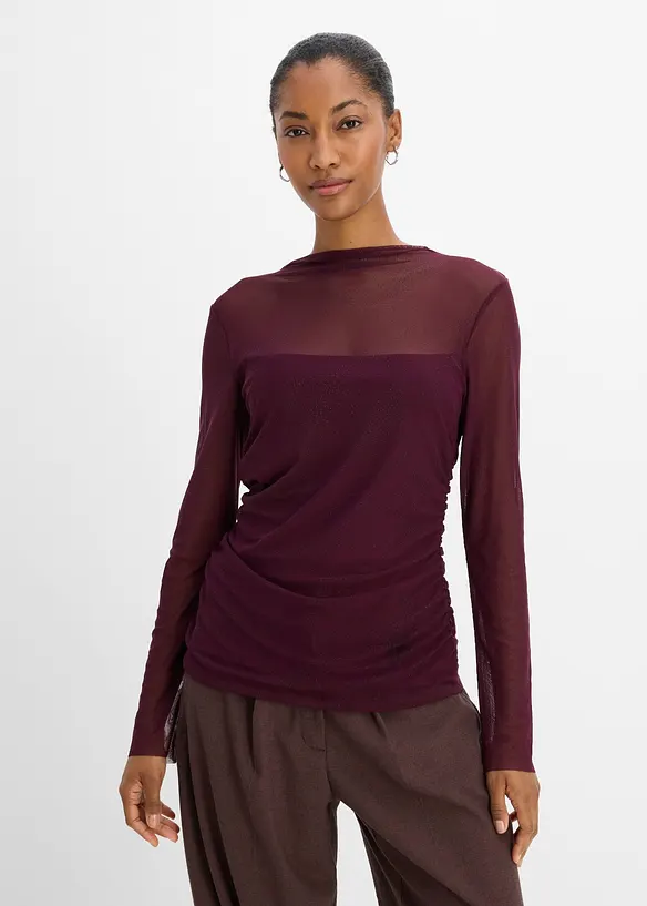 Langermet topp i lett mesh, bonprix
